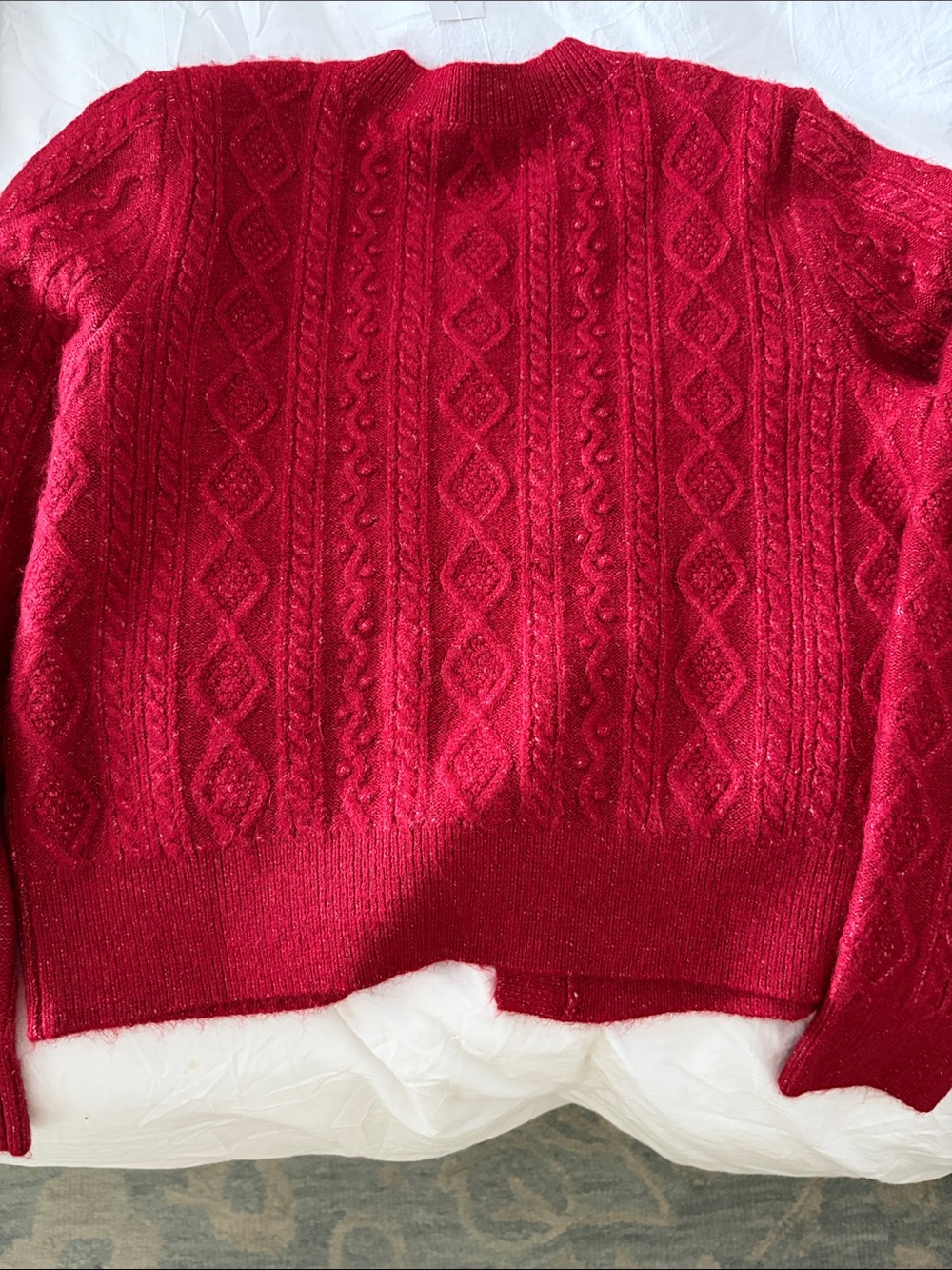 LOFT Ruby Red Cable Knit Button Front Cardigan - Picture 2 of 4